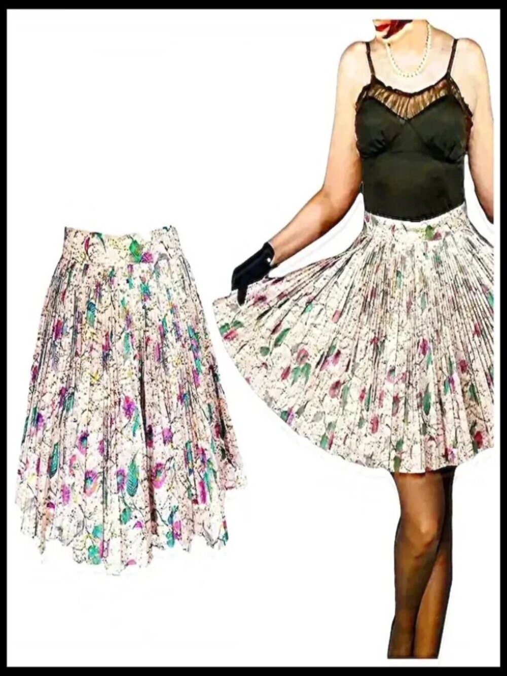 50s Vintage Atomic Pleated Half Apron Pinup Girl Photoshoot NWOT - Picture 6 of 9